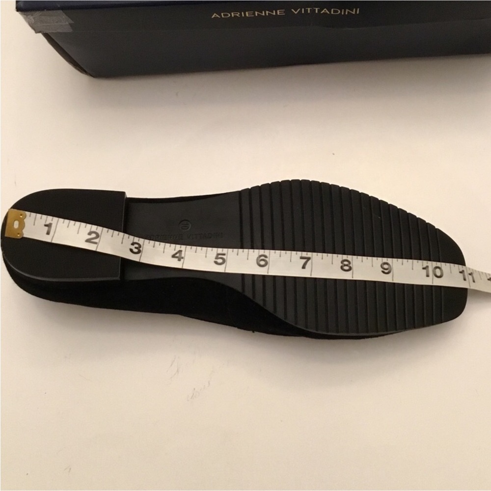 🆕 Adrienne Vittadini Black Flats Size 10 Suede Chain Accent Slip on Shoes NIB - Picture 15 of 16